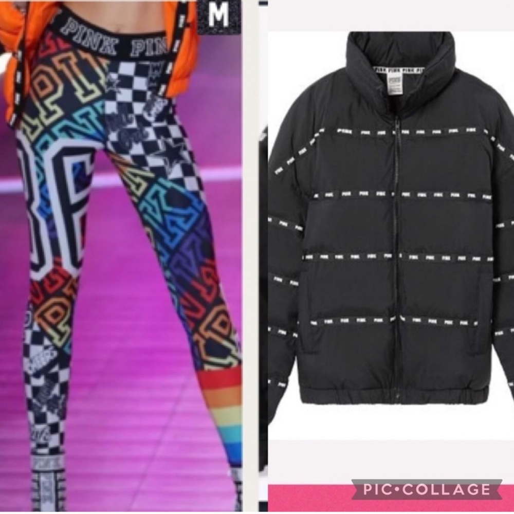 Vs pink ultimate leggings fashion show PUFFER JACKET SZ M 2017 FASHION SHOW